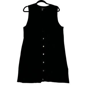 Alfani Tunic Cardigan Sweater Long Button Front Sleeveless Pockets Black Size XL
